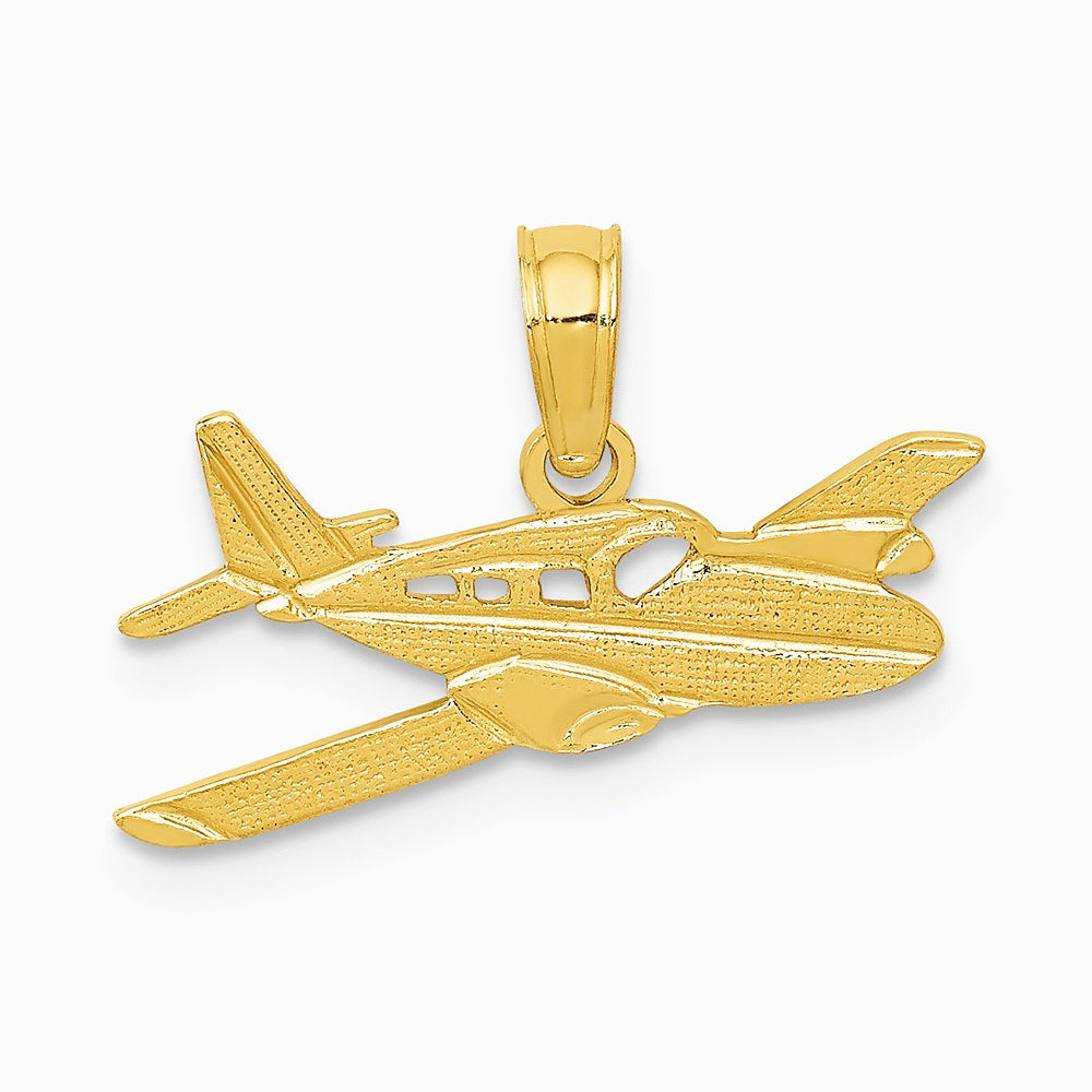 10K / 14K Yellow Gold Cessna Plane Pendant - Product Photo