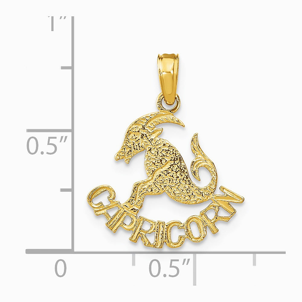 10K / 14K Yellow Gold CAPRICORN Zodiac Charm - Product Photo