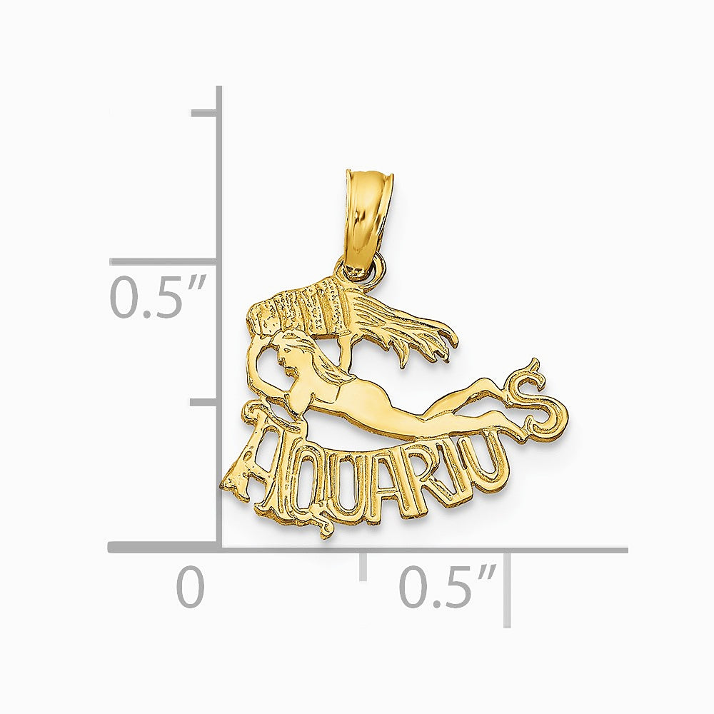 10K / 14K Yellow Gold AQUARIUS Zodiac Charm - Product Photo
