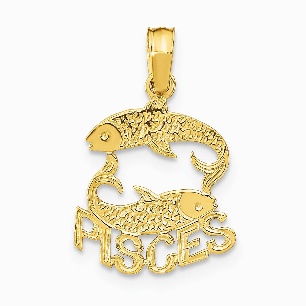 10K / 14K Yellow Gold PISCES Zodiac Charm - Product Photo