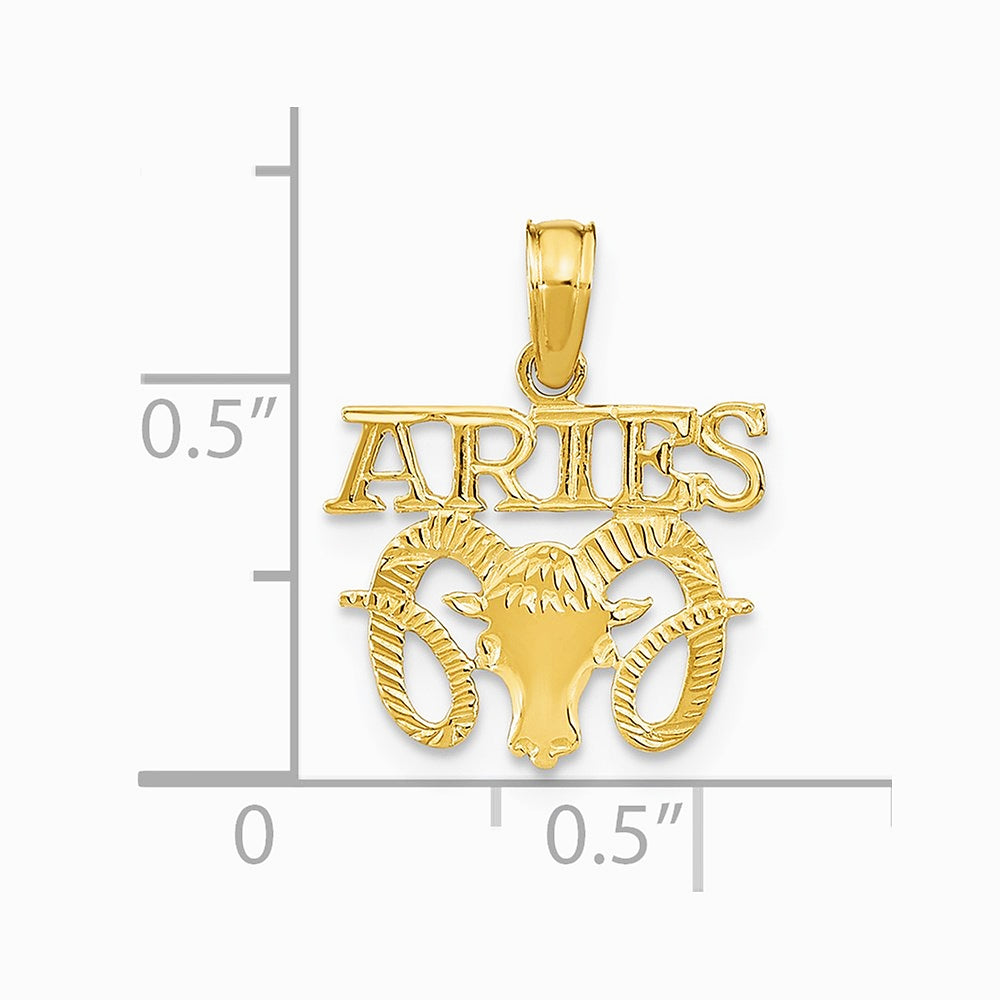 10K / 14K Yellow Gold ARIES Zodiac Charm - Product Photo