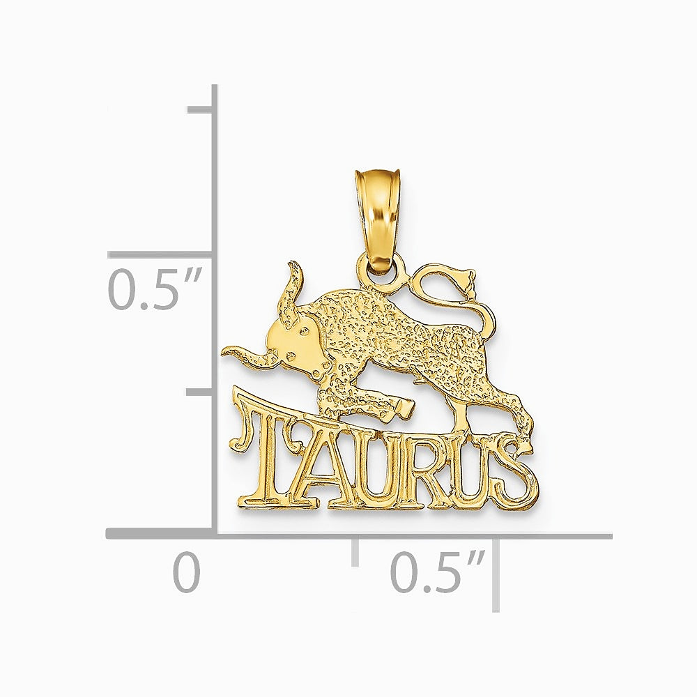 10K / 14K Yellow Gold TAURUS Zodiac Charm - Product Photo