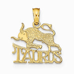 10K / 14K Yellow Gold TAURUS Zodiac Charm - Product Photo
