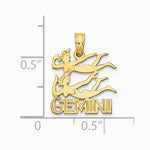 10K / 14K Yellow Gold GEMINI Zodiac Charm - Product Photo
