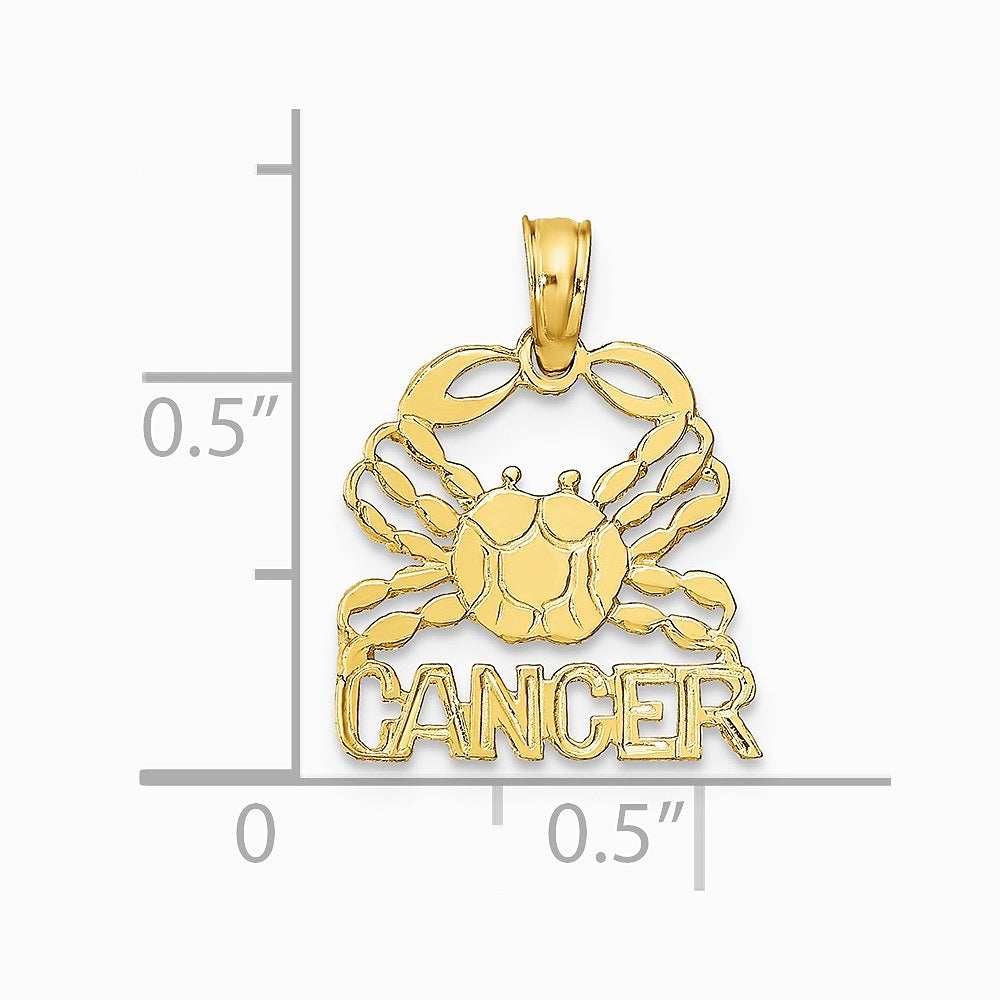 10K / 14K Yellow Gold CANCER Zodiac Charm - Product Photo