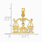 10K / 14K Yellow Gold LIBRA Zodiac Charm - Product Photo