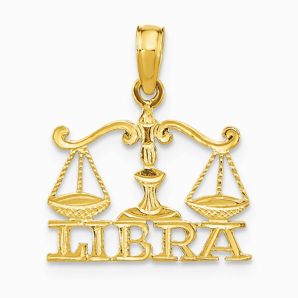 10K / 14K Yellow Gold LIBRA Zodiac Charm - Product Photo