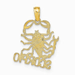 10K / 14K Yellow Gold SCORPIO Zodiac Charm - Product Photo