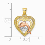 10K / 14K Two-tone with White Rhodium Dolphin In Heart Charm - Product Photo