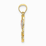 10K / 14K Two-tone with White Rhodium Flower In Heart Charm - Product Photo