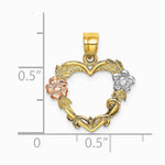 10K / 14K Two-tone with White Rhodium Flower In Heart Charm - Product Photo