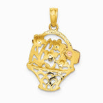 10K / 14K Two-tone with White Rhodium Flower Basket with I LOVE YOU Charm - Product Photo