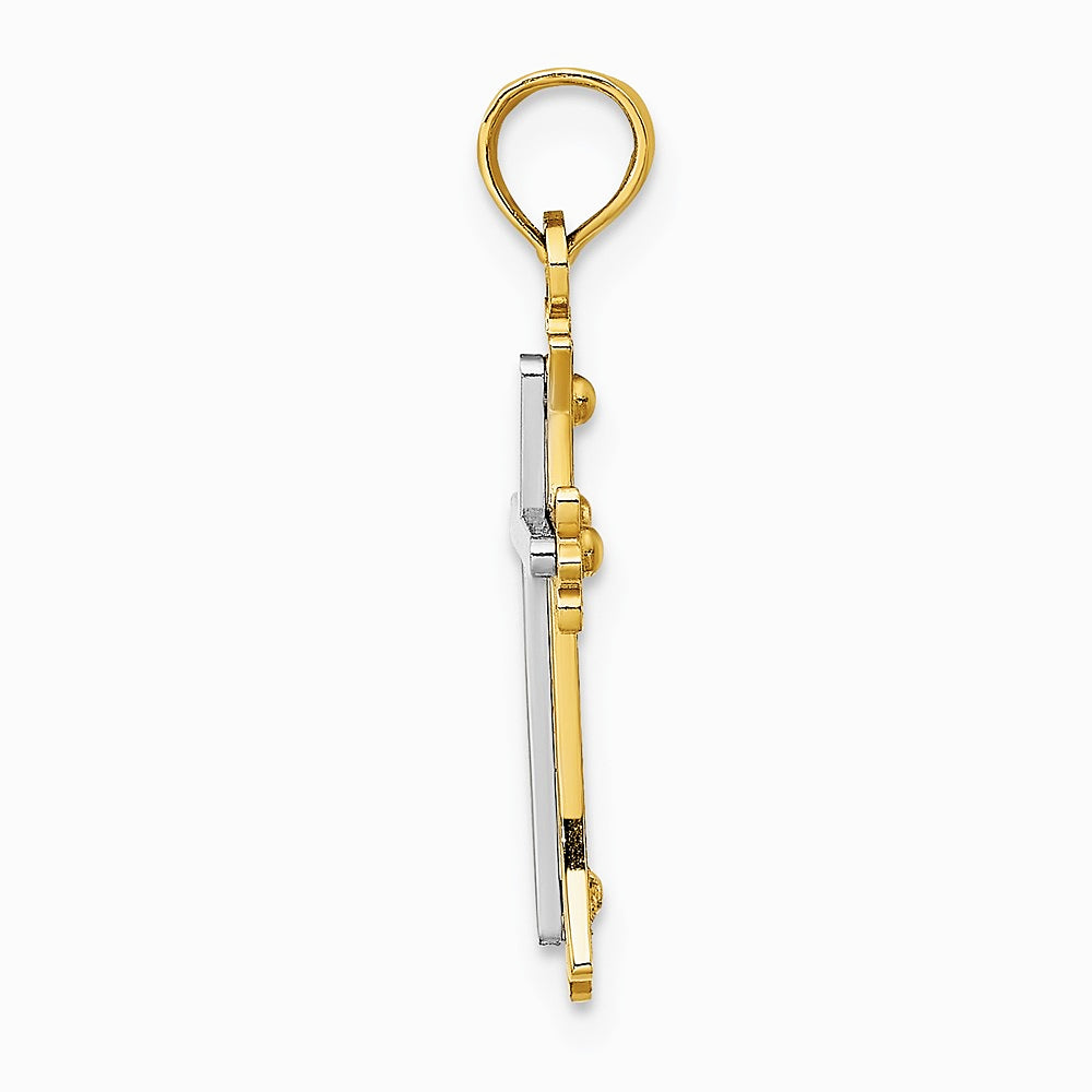 10K / 14K Two-tone Center Cross Charm - Product Photo