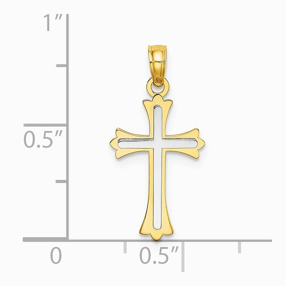 10K / 14K Two-tone Center Cross Charm - Product Photo
