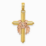 10K / 14K Two-tone Cross w/ Drape Charm - Product Photo