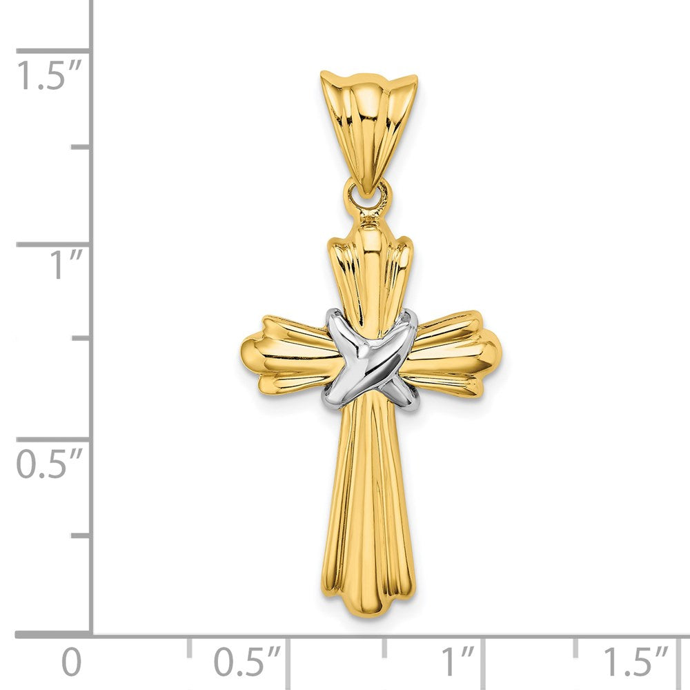 14K Two-Tone Polished Cross X Center Design Charm - Product Photo