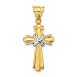 14K Two-Tone Polished Cross X Center Design Charm - Product Photo
