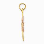 10K / 14K Two-tone Cut-Out Dove On Cross Charm - Product Photo