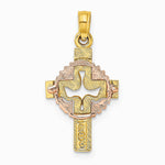 10K / 14K Two-tone Cut-Out Dove On Cross Charm - Product Photo