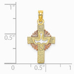 10K / 14K Two-tone Cut-Out Dove On Cross Charm - Product Photo