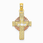 10K / 14K Two-tone Cut-Out Dove On Cross Charm - Product Photo