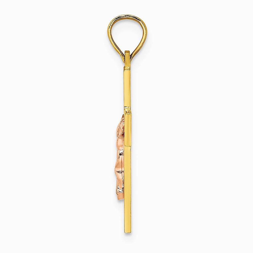 10K / 14K Two-tone Latin Crucifix Charm - Product Photo