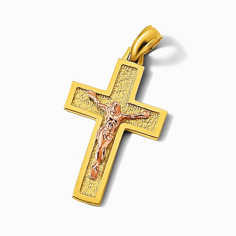 10K / 14K Two-tone Latin Crucifix Charm - Product Photo