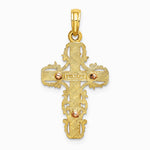 10K / 14K Two-tone w/ Lace Trim Cross Charm - Product Photo