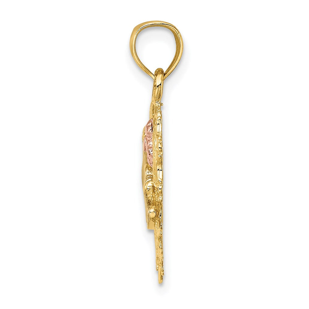 14K Two-tone with White Rhodium MOM in Heart Charm - Product Photo