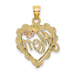 14K Two-tone with White Rhodium MOM in Heart Charm - Product Photo