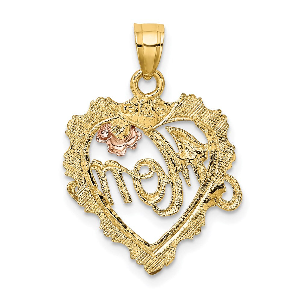 14K Two-tone with White Rhodium MOM in Heart Charm - Product Photo