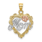 14K Two-tone with White Rhodium MOM in Heart Charm - Product Photo
