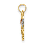14K Two-tone with White Rhodium MOM Heart with Flower Charm - Product Photo