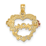 14K Two-tone with White Rhodium MOM Heart with Flower Charm - Product Photo