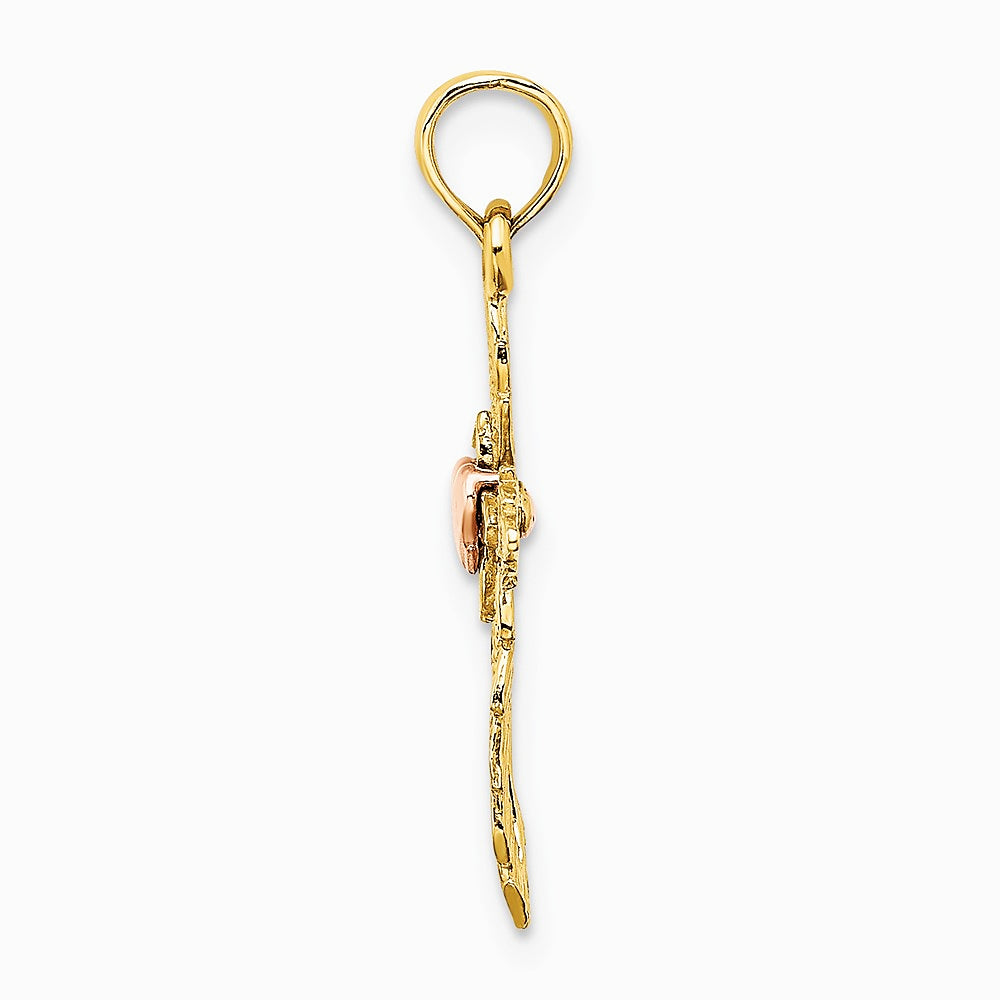 10K / 14K Two-tone Cross w/ Heart Charm - Product Photo