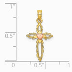10K / 14K Two-tone Cross w/ Heart Charm - Product Photo