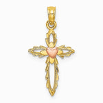 10K / 14K Two-tone Cross w/ Heart Charm - Product Photo