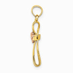 10K / 14K Two-tone Twisted Cross w/ Heart Charm - Product Photo
