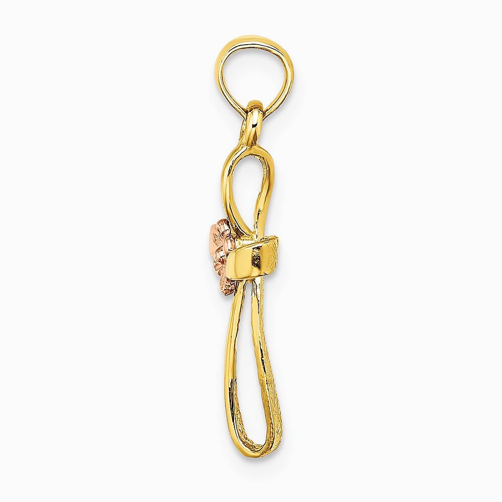 10K / 14K Two-tone Twisted Cross w/ Heart Charm - Product Photo