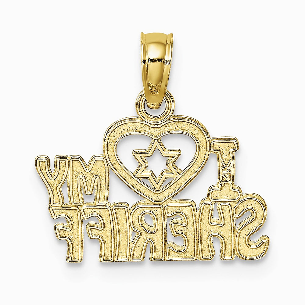 10K / 14K Yellow Gold I HEART MY SHERIFF Charm - Product Photo