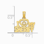 10K / 14K Yellow Gold I HEART MY SHERIFF Charm - Product Photo