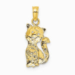10K / 14K Two-tone Cat w/ Heart Charm - Product Photo