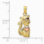10K / 14K Two-tone Cat w/ Heart Charm - Product Photo