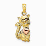 10K / 14K Two-tone Cat w/ Heart Charm - Product Photo