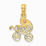 10K / 14K Two-tone Baby Carriage w/ Visor Charm - Product Photo