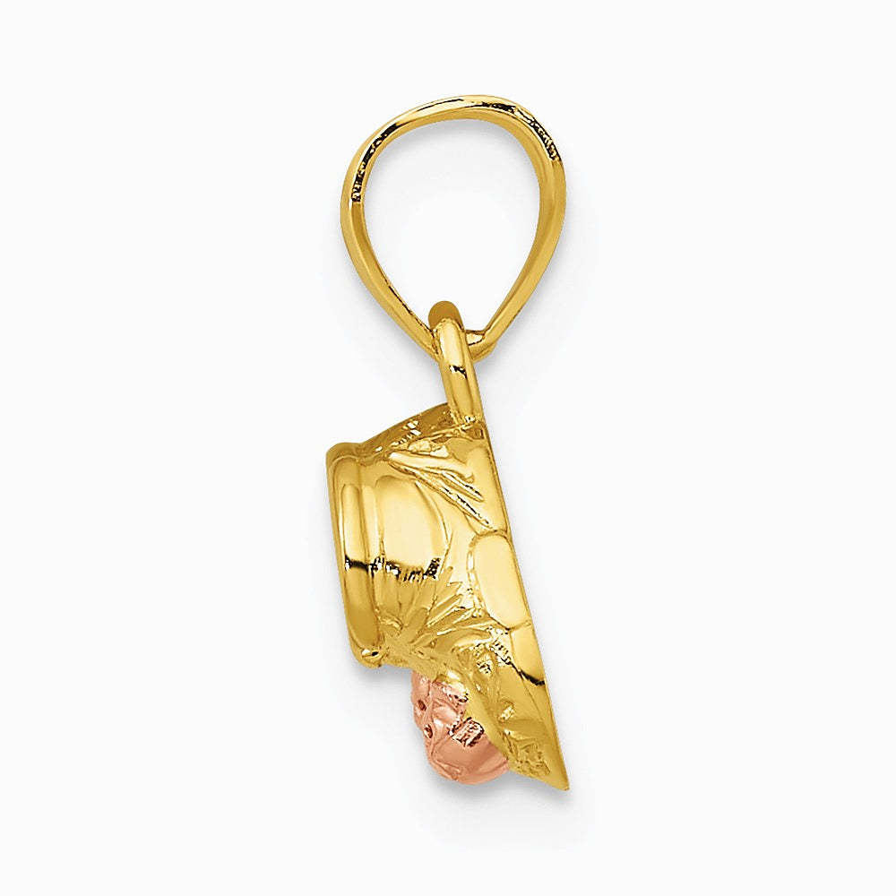 14K Two-tone 3D Two-Tone Baby Booties w/ Teddy Bear Charm - Product Photo