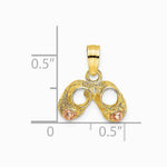 14K Two-tone 3D Two-Tone Baby Booties w/ Teddy Bear Charm - Product Photo