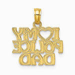 10K / 14K Yellow Gold I HEART MY POLICE DAD Charm - Product Photo