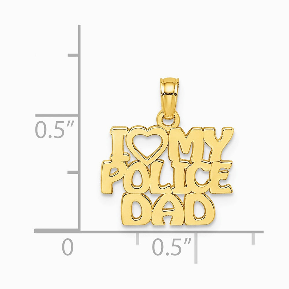 10K / 14K Yellow Gold I HEART MY POLICE DAD Charm - Product Photo