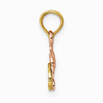10K / 14K Two-tone W/White Rhodium Dolphin and Wave Charm - Product Photo